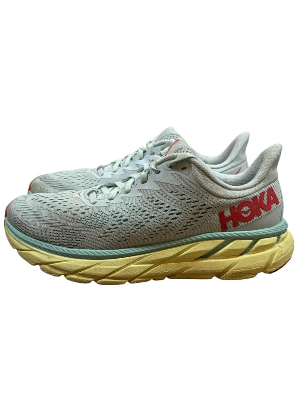 Hoka One One Clifton 7 Running Shoes Blue Yellow Gym Athletic